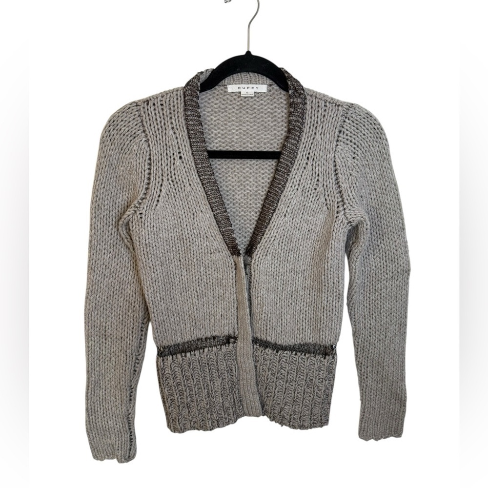 Duffy Gray Wool Chain Link Grunge Cardigan